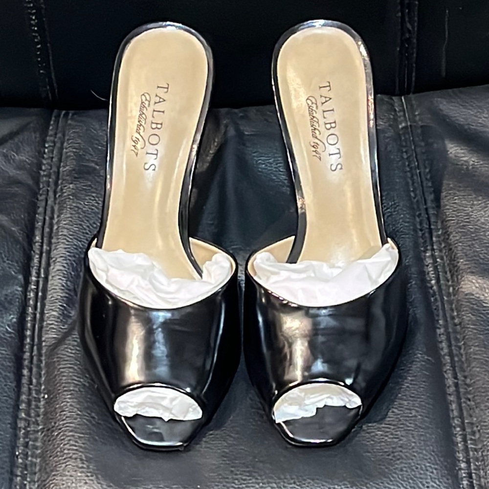 Talbots Blue Open Toe Strapless Heels Women’s Size 6 Black New No Box